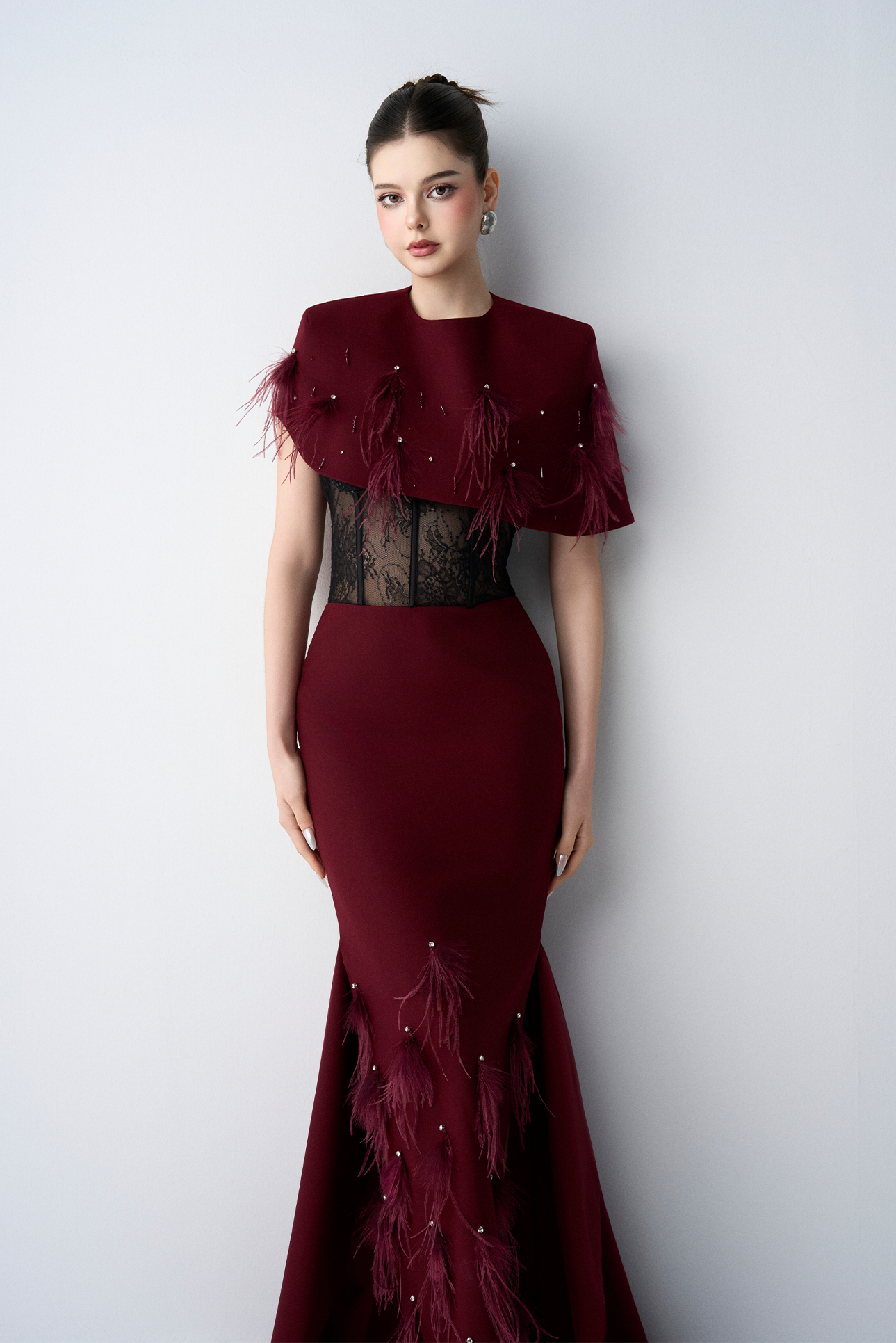 Violetta Couture Fishtail Maxi Dress With Cropped Jacket Set