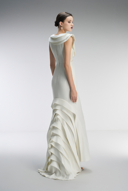 a white evening gown