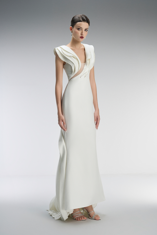 Celeste Couture Bridal Crystal Gown With Tiered Accents