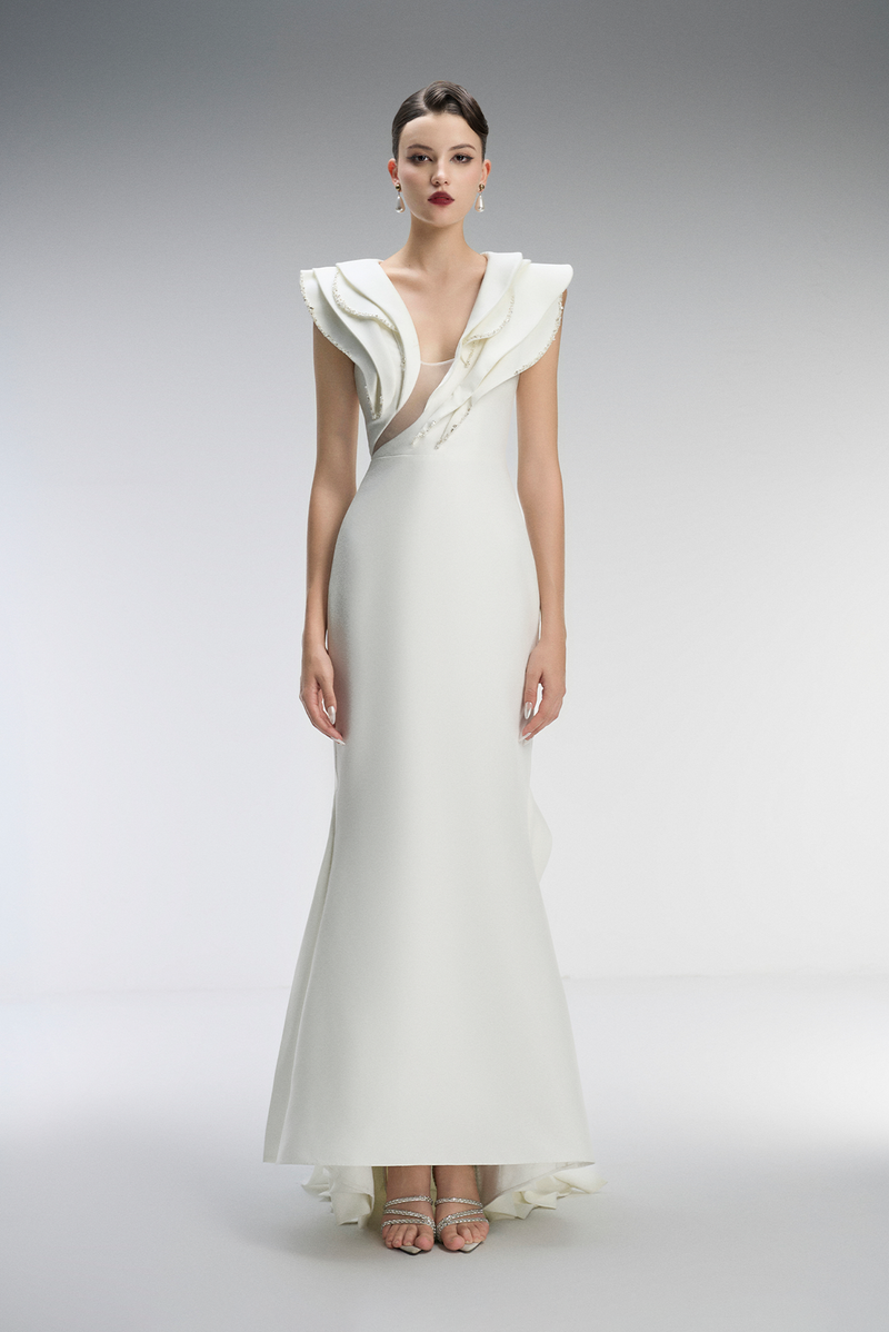 Celeste Couture Bridal Crystal Gown With Tiered Accents
