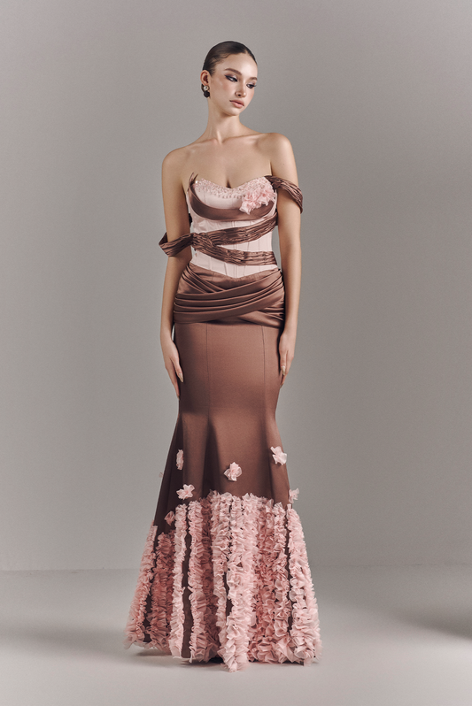 Ismeria Mermaid Maxi Dress With Floral-appliqué