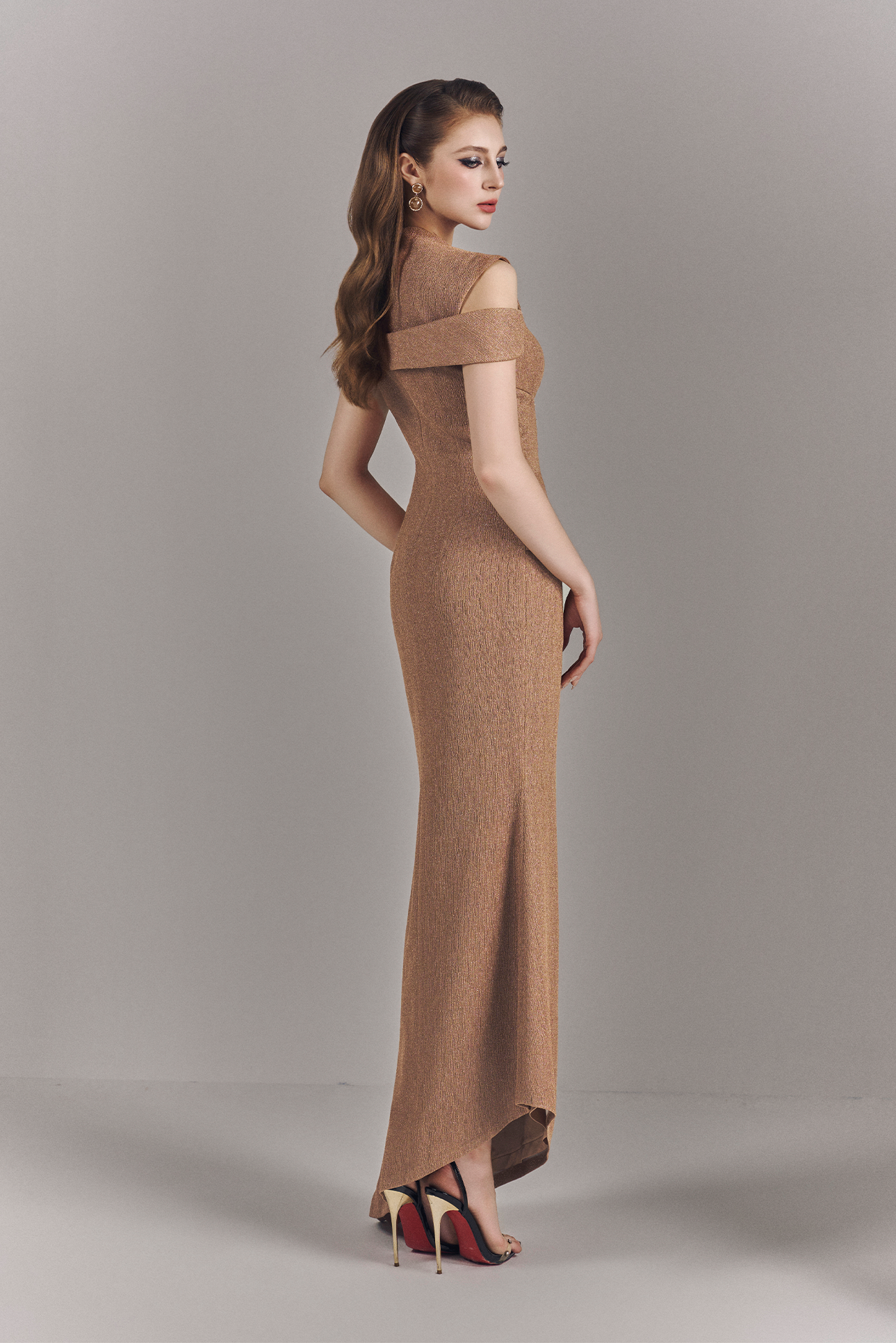 Avelisse Metallic Stretch Maxi Dress with Cut Out Details