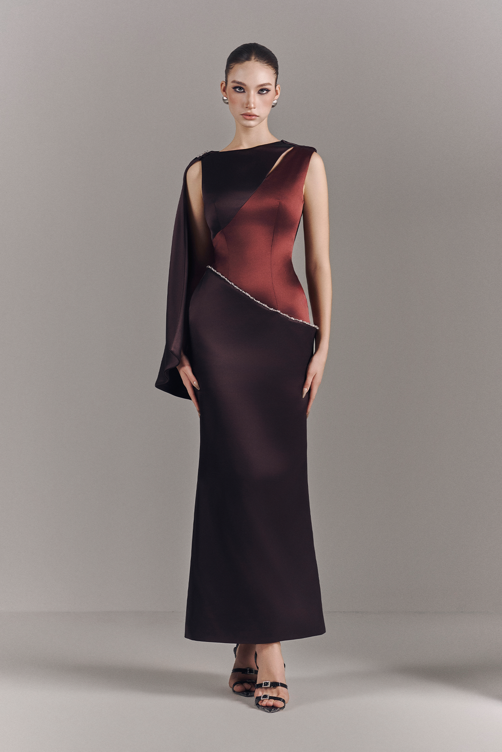 Sera Silk Boat Neck Maxi Dress