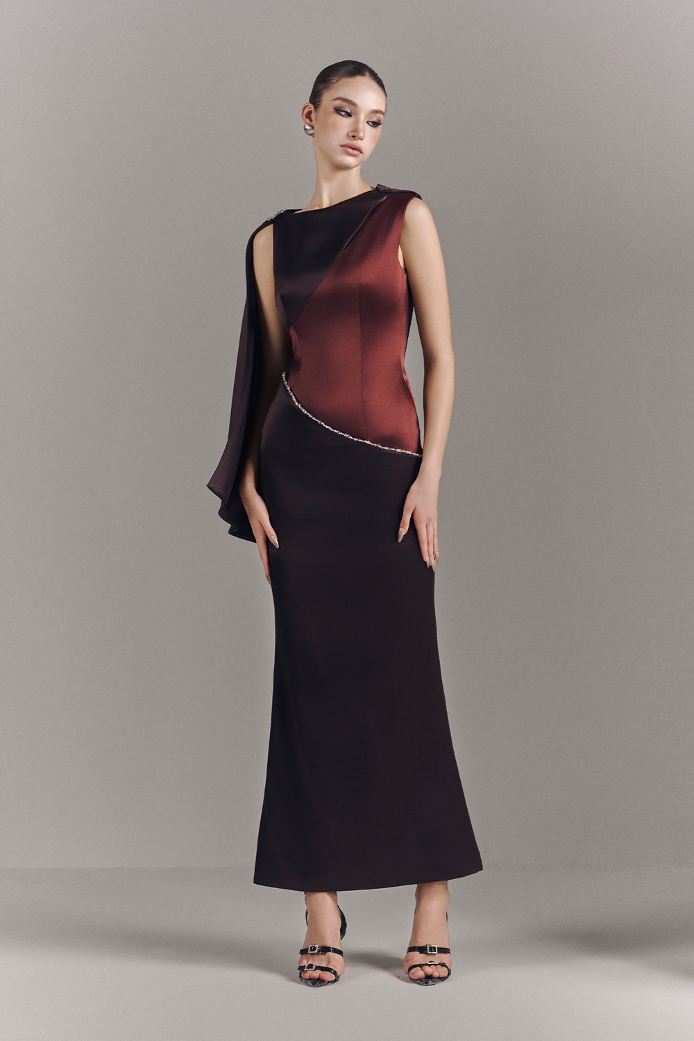 Sera Silk Boat Neck Maxi Dress