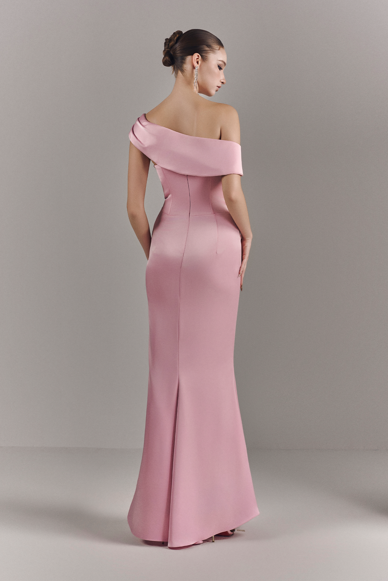 Mira Asymmetric Off Shoulder Draped Maxi Dress