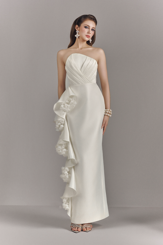 Maggie Bandeau Maxi Dress With Cascading Ruffles