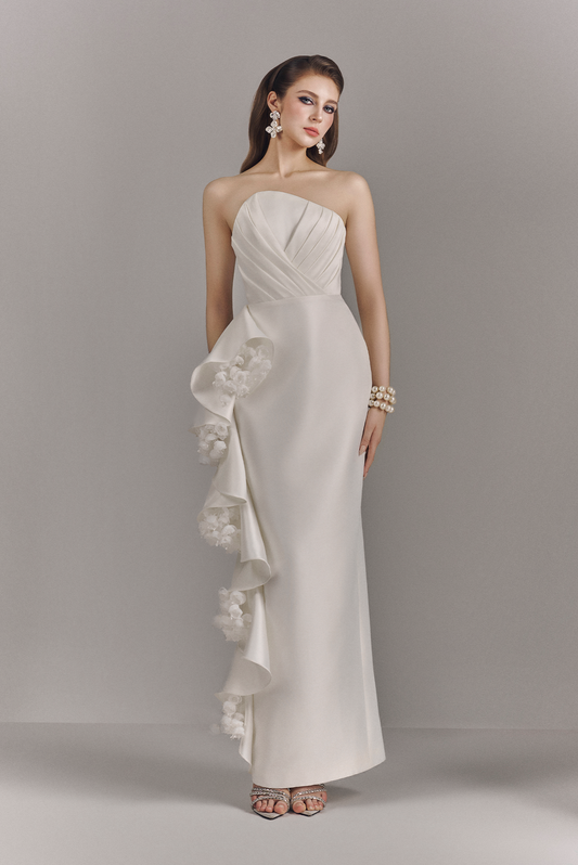 Maggie Bandeau Maxi Dress With Cascading Ruffles