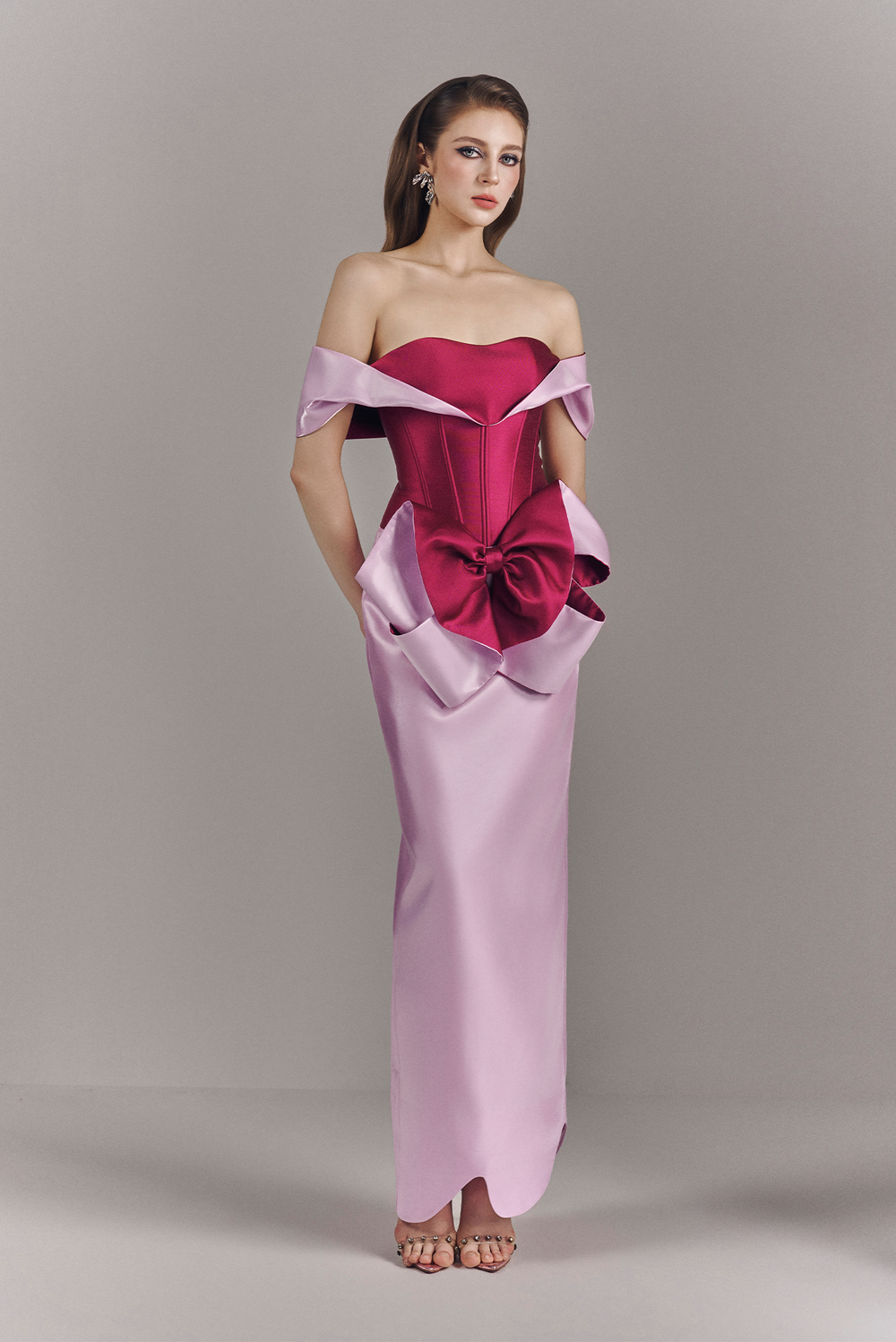 Millie Elegant Bow Off Shoulder Maxi Dress