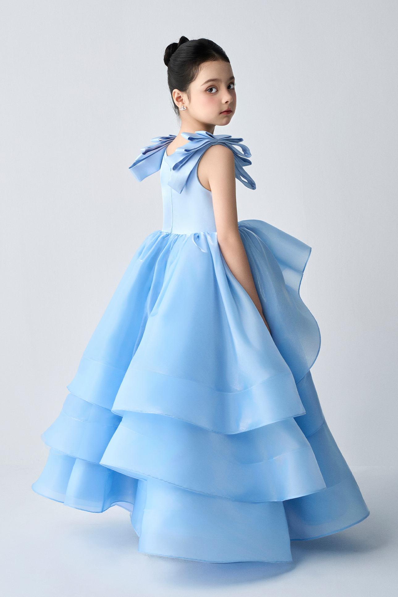 Ophelia Layered Shoulder Bows Girl Pageant Dress