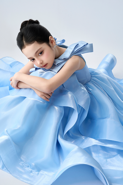 Ophelia Layered Shoulder Bows Girl Pageant Dress
