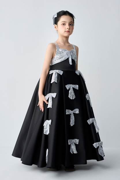 Charlotte Sparkling Sequin Bow Ball Girl Dress