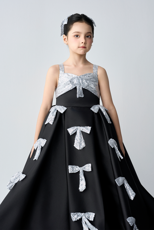 Charlotte Sparkling Sequin Bow Ball Girl Dress