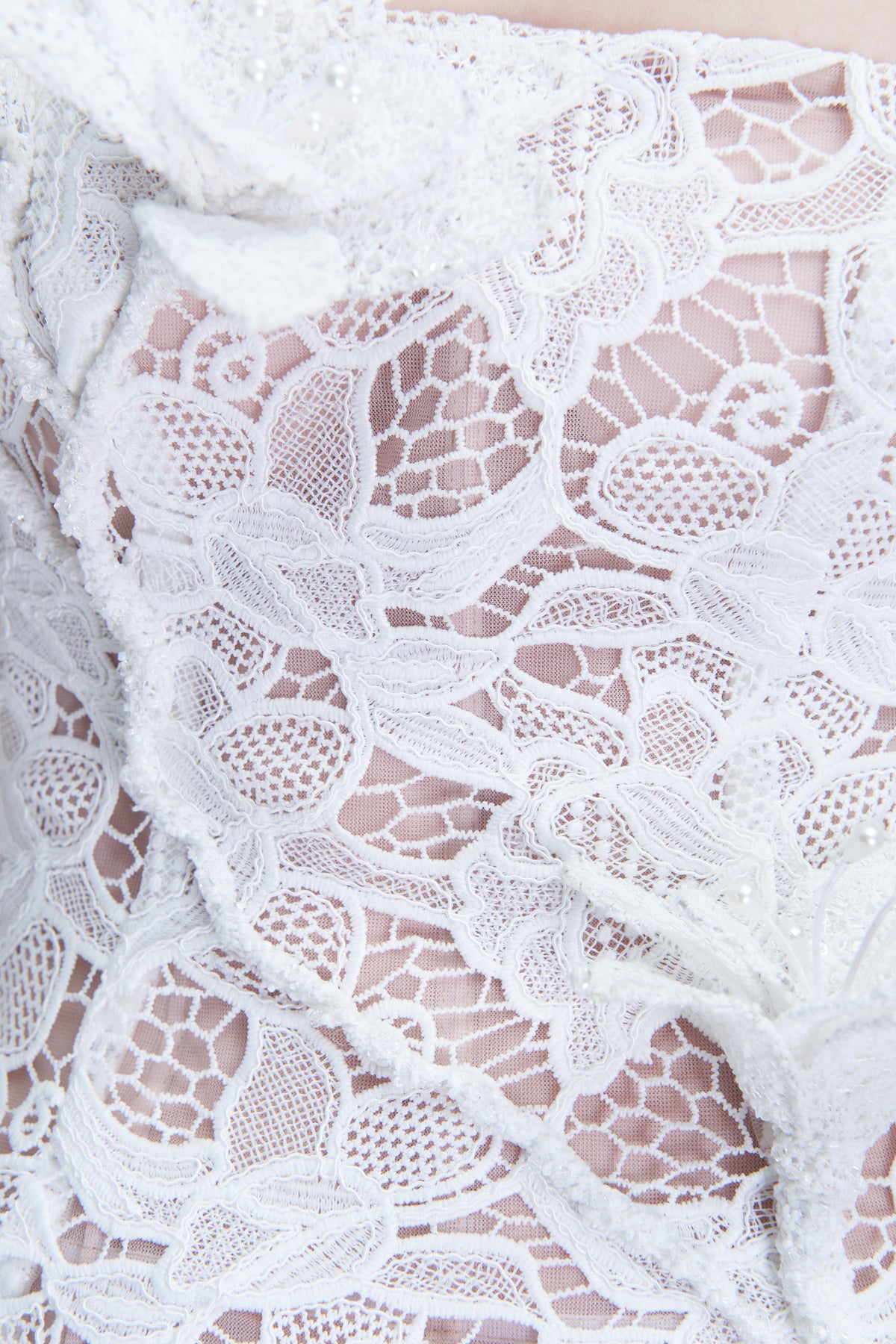 Assia Lace Embellished Floral Bandeau Neckline Maxi Dress