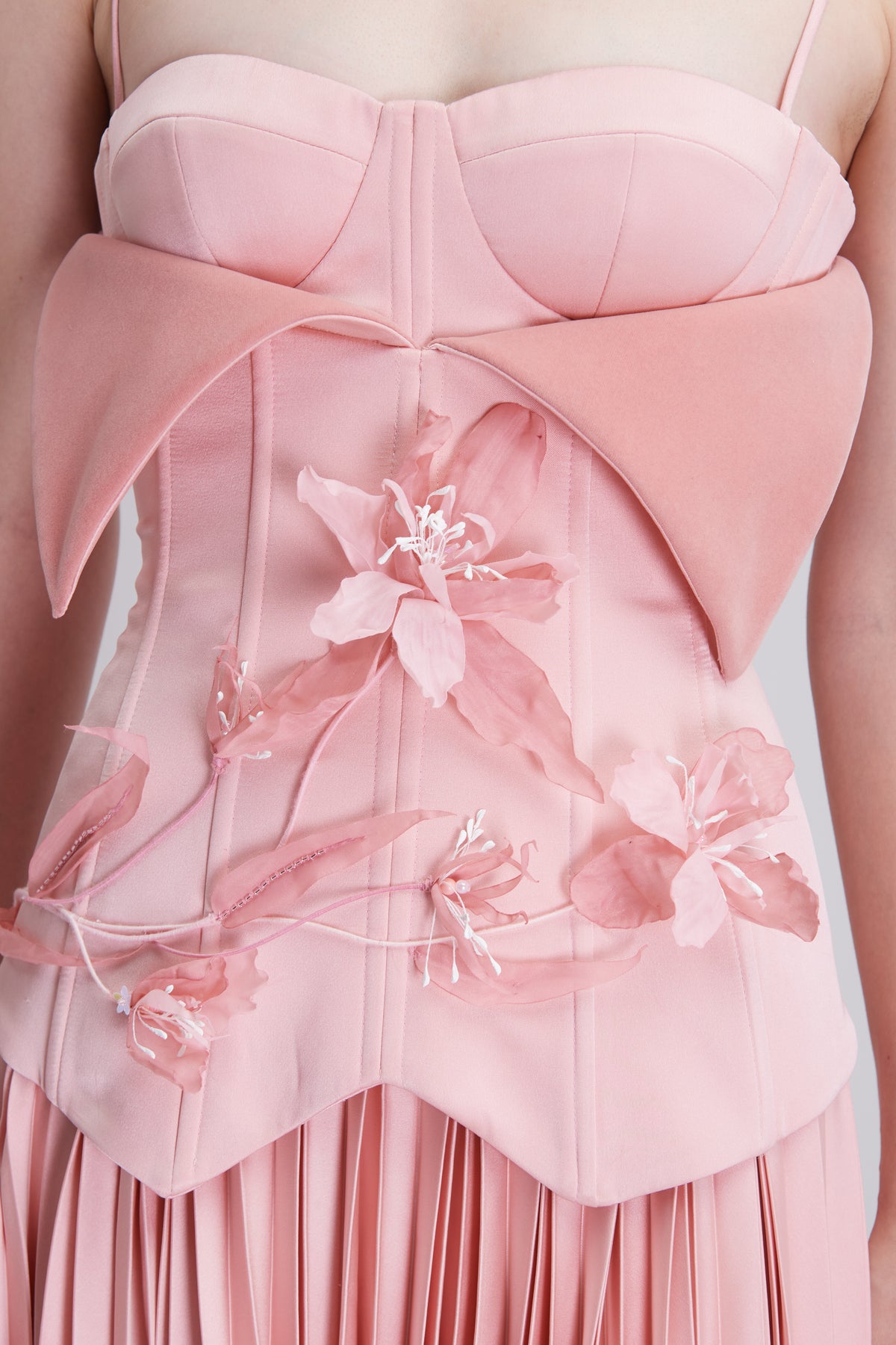 Helen Spaghetti Straps Floral 3D Silk Maxi Dress