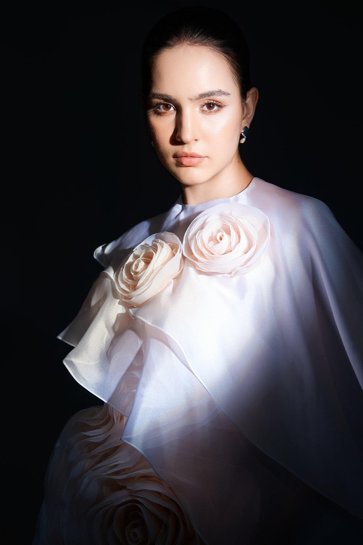 Kalisa Ember Couture Dual Style Bandeau Layered 3D Roses Maxi Dress With Veil — product image 6