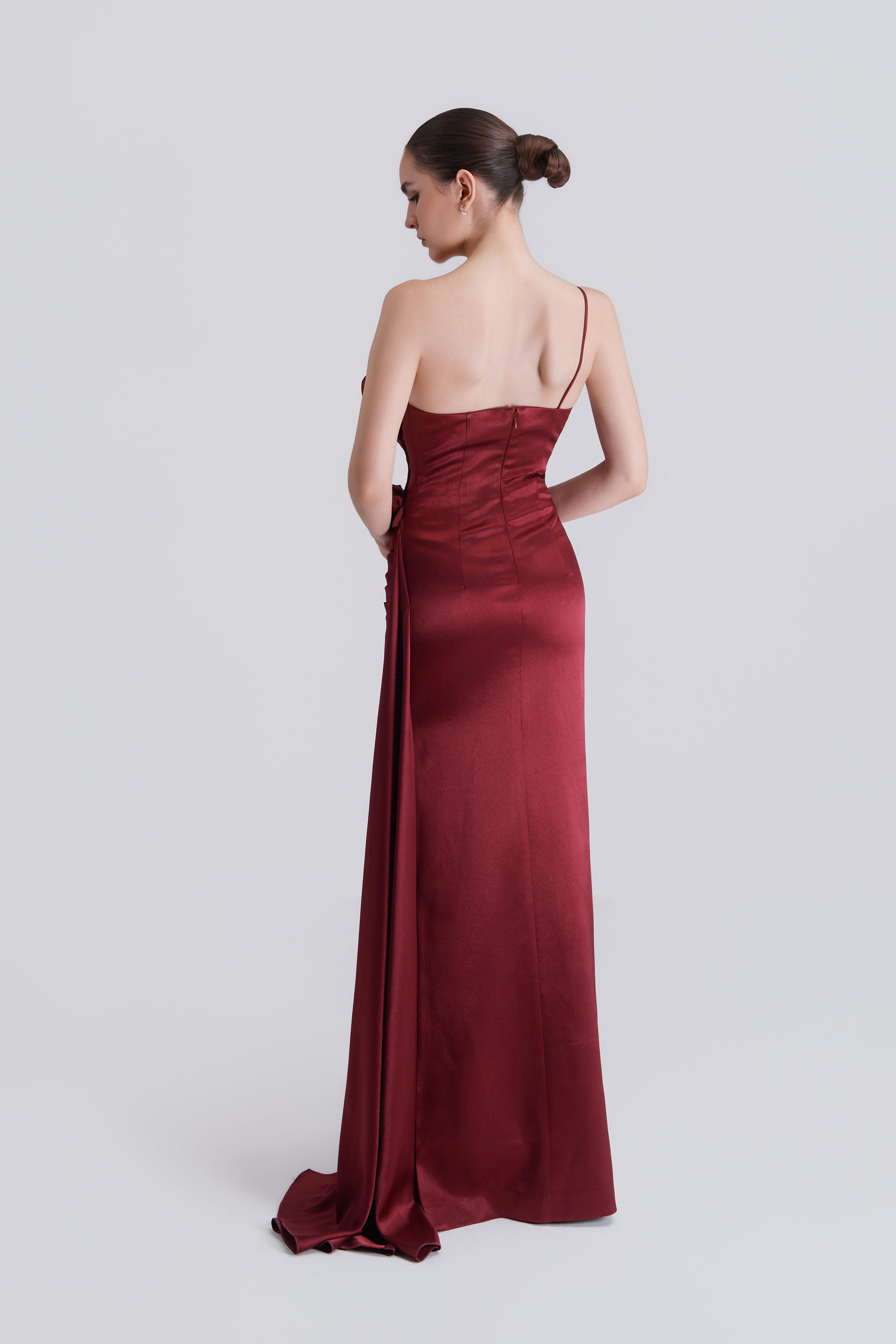 Kalisa Beth Floral Appliqués Slit Maxi Dress With Side Train — product image 3