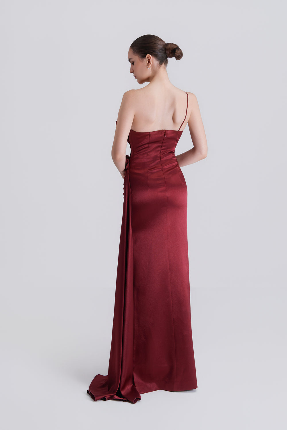 Beth Floral Appliqués Slit Maxi Dress With Side Train