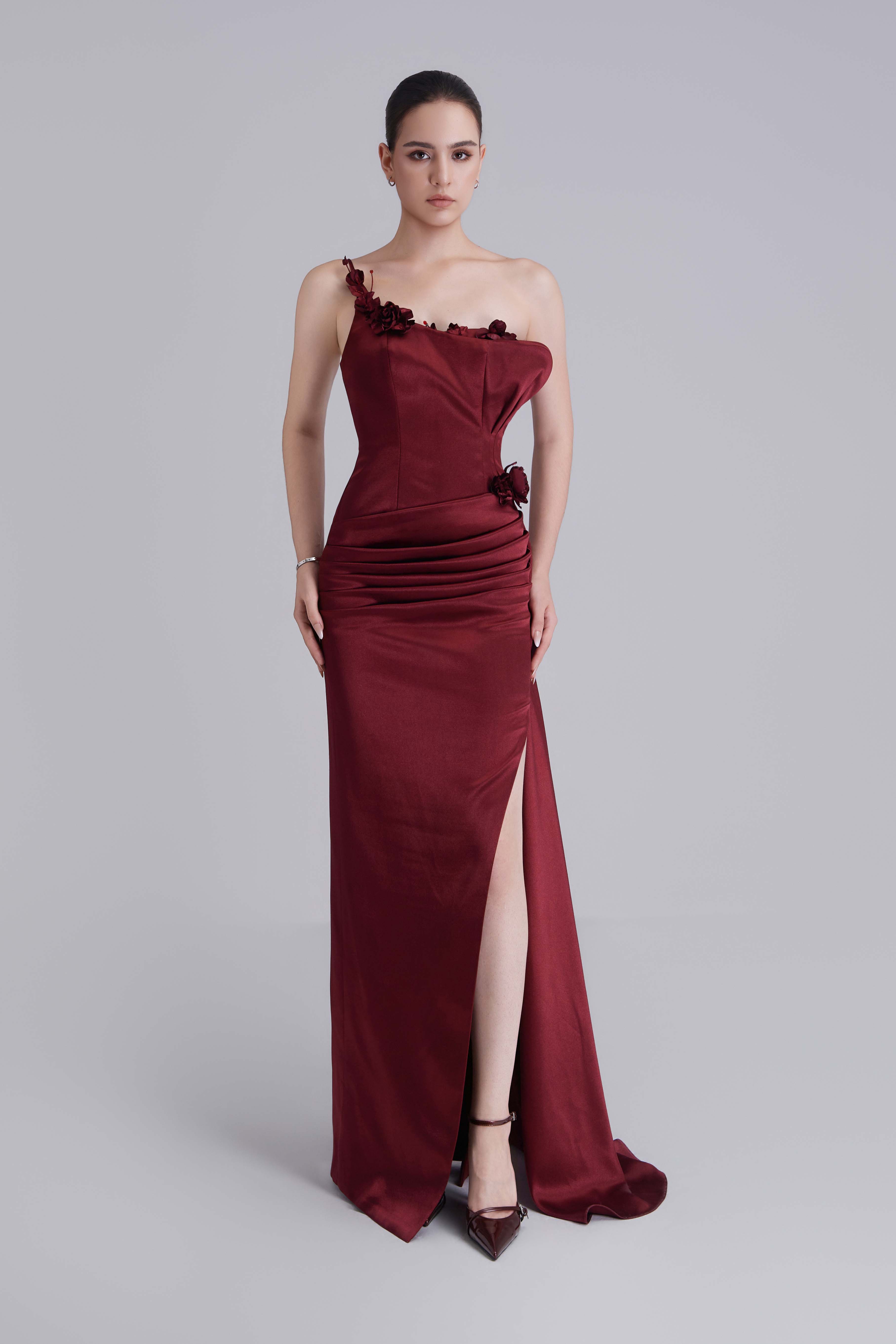 Kalisa Beth Floral Appliqués Slit Maxi Dress With Side Train — product image 2