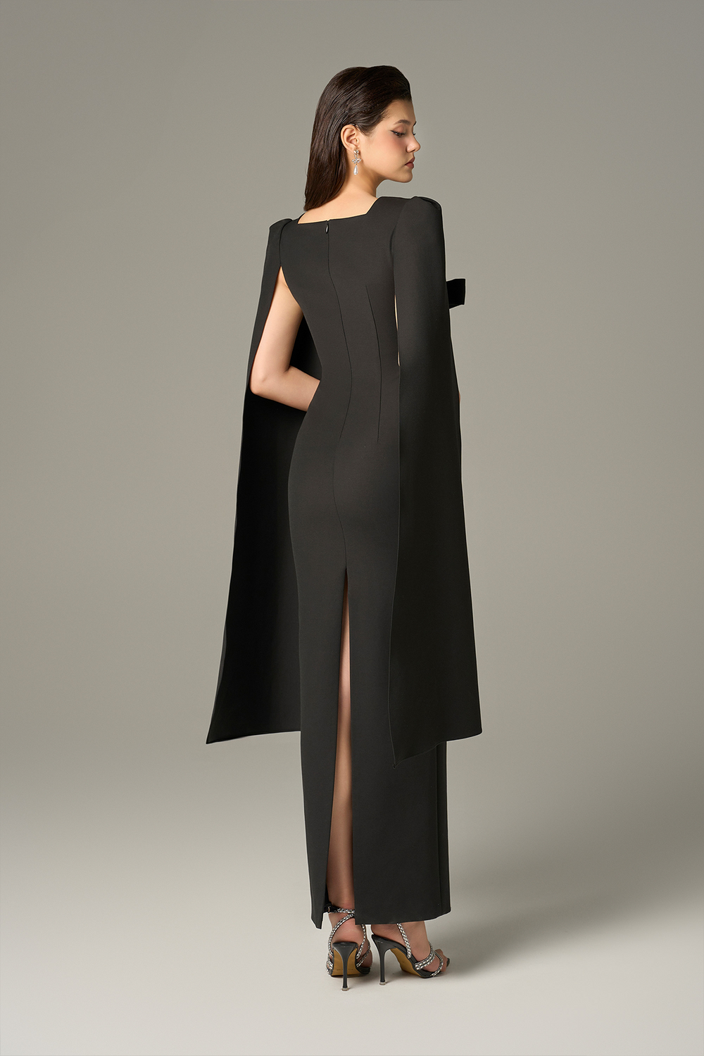 Empower Square Neck Line Cape Maxi Dress