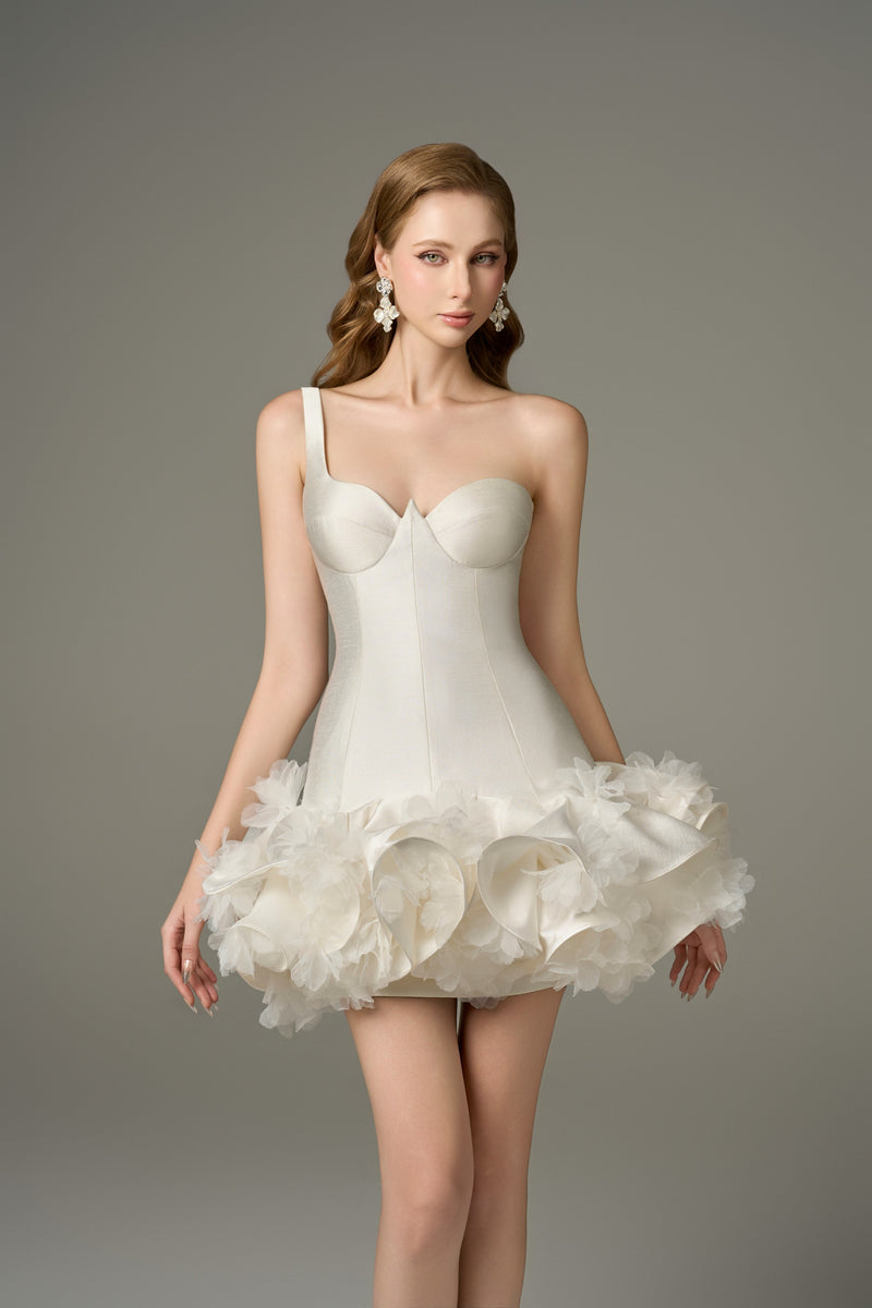 Blossom Floral Embellished Bustier Puffy Mini Dress