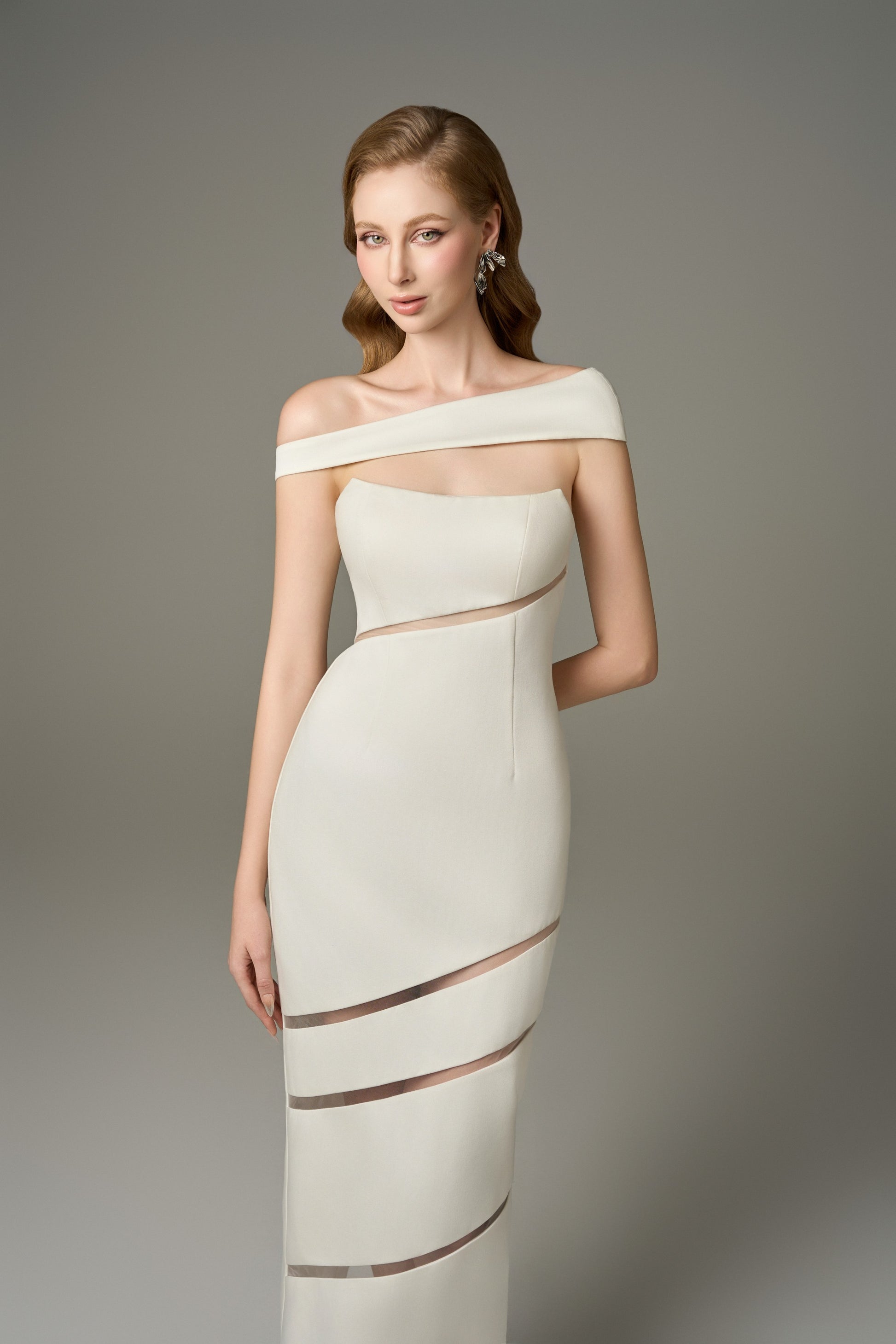 Serene Off Shoulder One-Sleeve Cut Out Maxi Dress kalisa Serene Off Shoulder One-Sleeve Cut Out Maxi Dress kalisa
