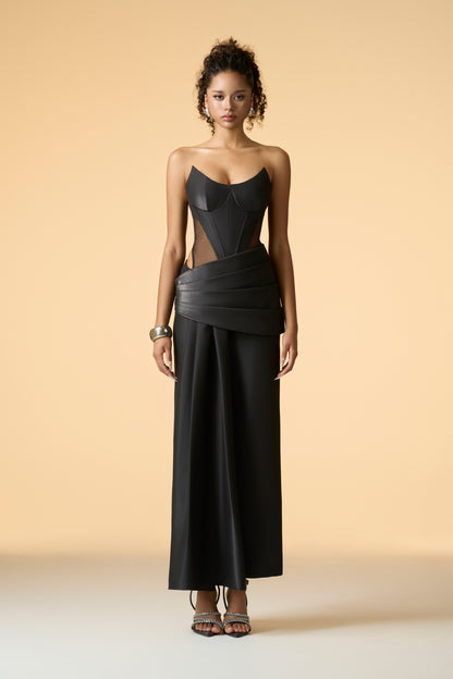 Venus Ivory Sculpted Bodice Corset Maxi Dress With Veil