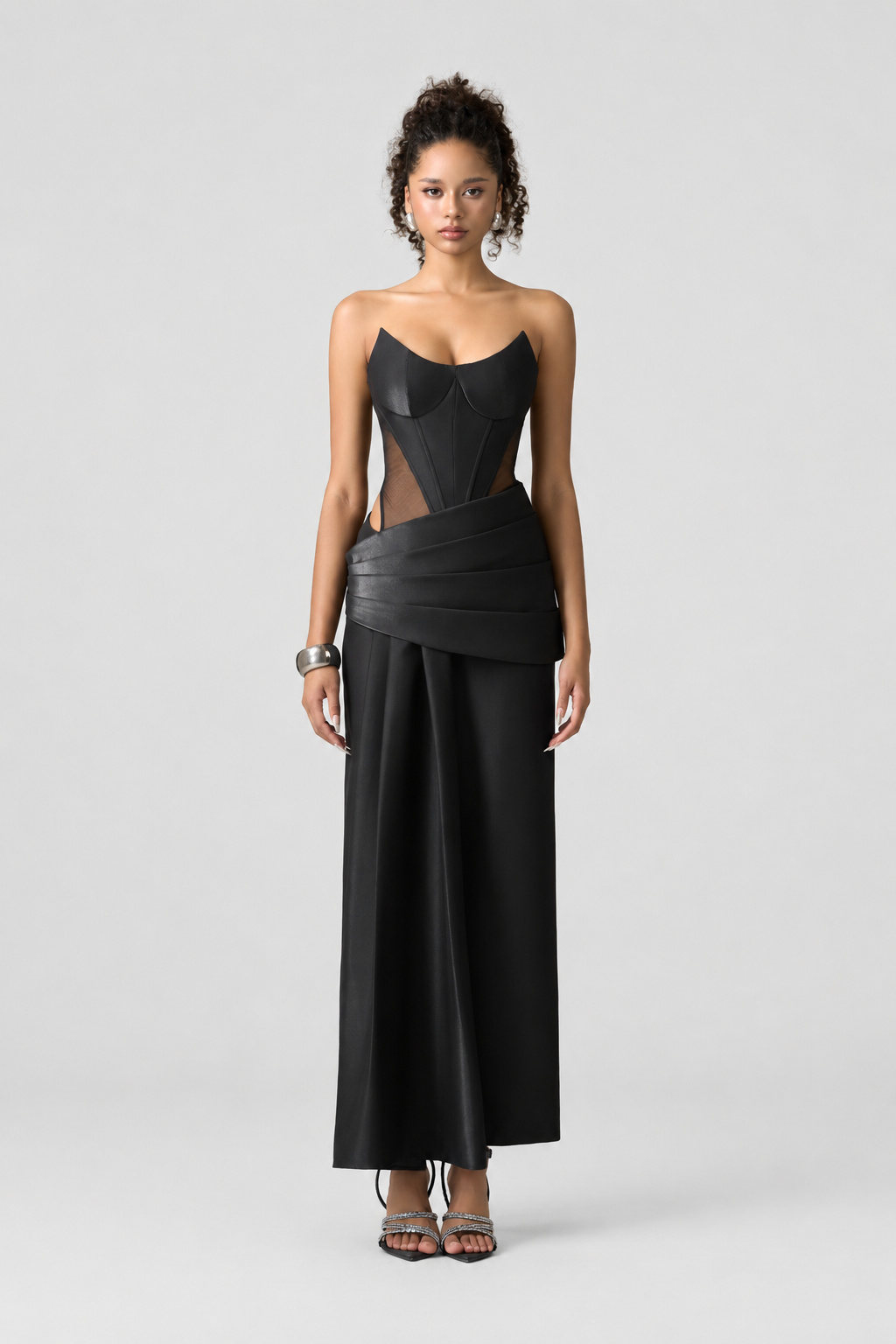 Kalisa Venus Ivory Sculpted Bodice Corset Maxi Dress With Veil — product image 2