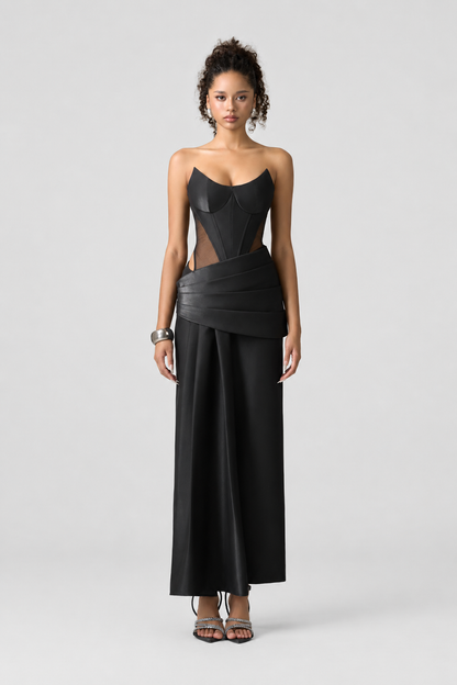 Kalisa Venus Ivory Sculpted Bodice Corset Maxi Dress With Veil — product image 2
