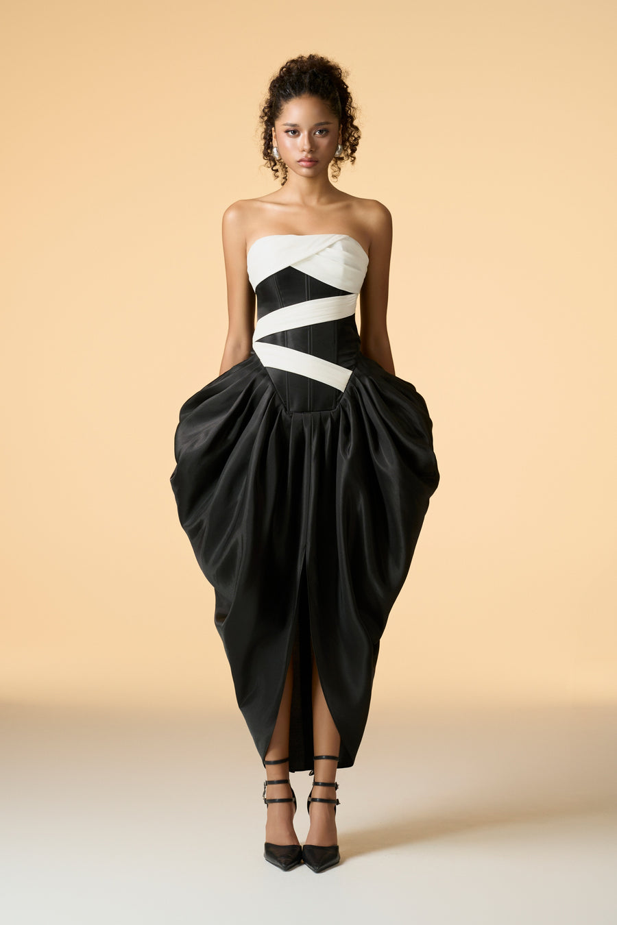 Mystique Bandeau Maxi Dress With Asymmetrical Accent