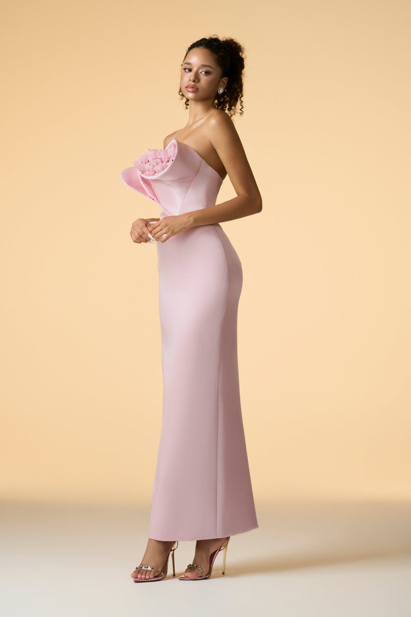 Seraphine Taffeta Bandeau Floral Embellished Maxi Dress