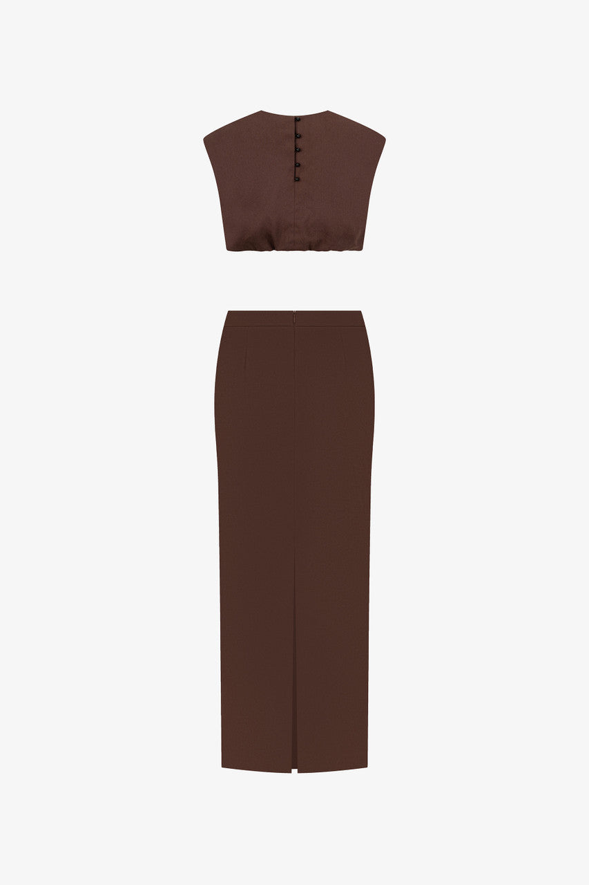 Boundary Khaki Crop Top with Maxi Dress kalisa Boundary Khaki Crop Top with Maxi Dress kalisa
