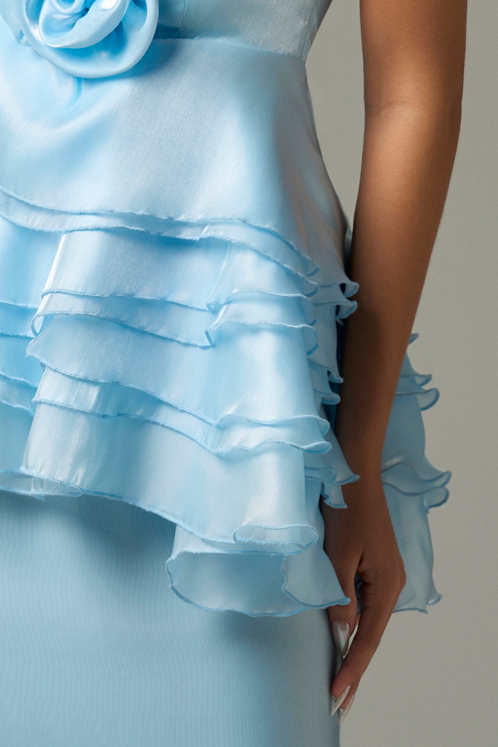 Lustrous Two Pieces Layered Silk Maxi Dress