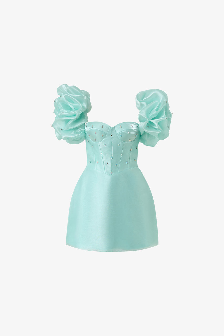 Julep Off Shoulder Mini Dress with Puff Sleeves kalisa Julep Off Shoulder Mini Dress with Puff Sleeves kalisa