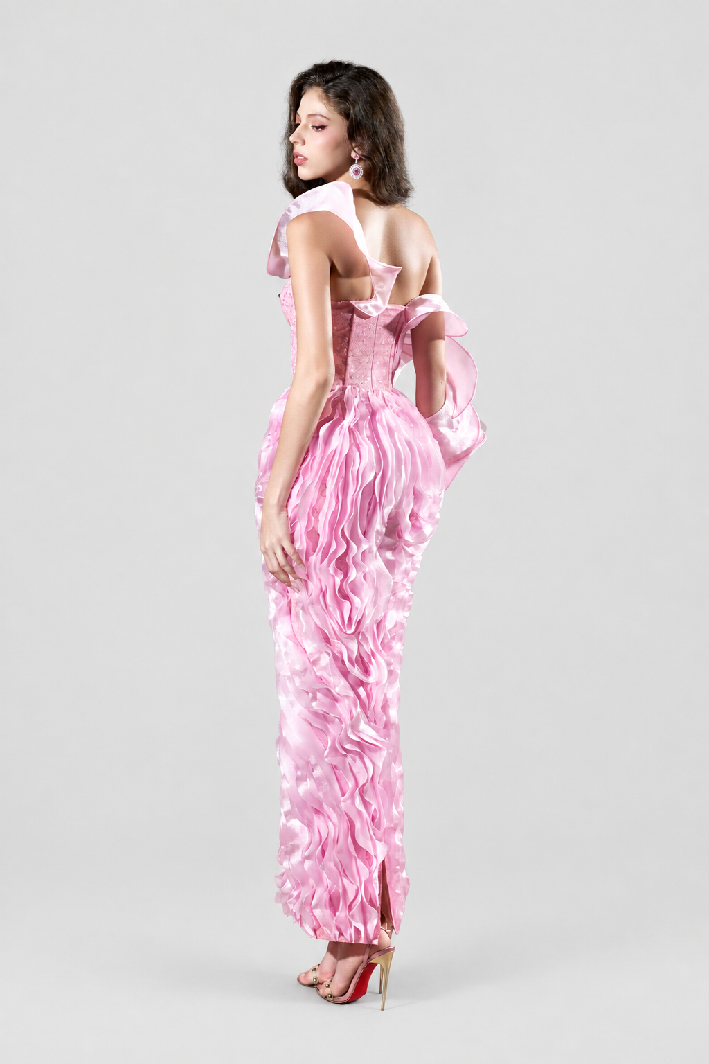 Kalisa Nalina Couture Corset Romantic Dress With Ruffle Waves Accent — product image 2