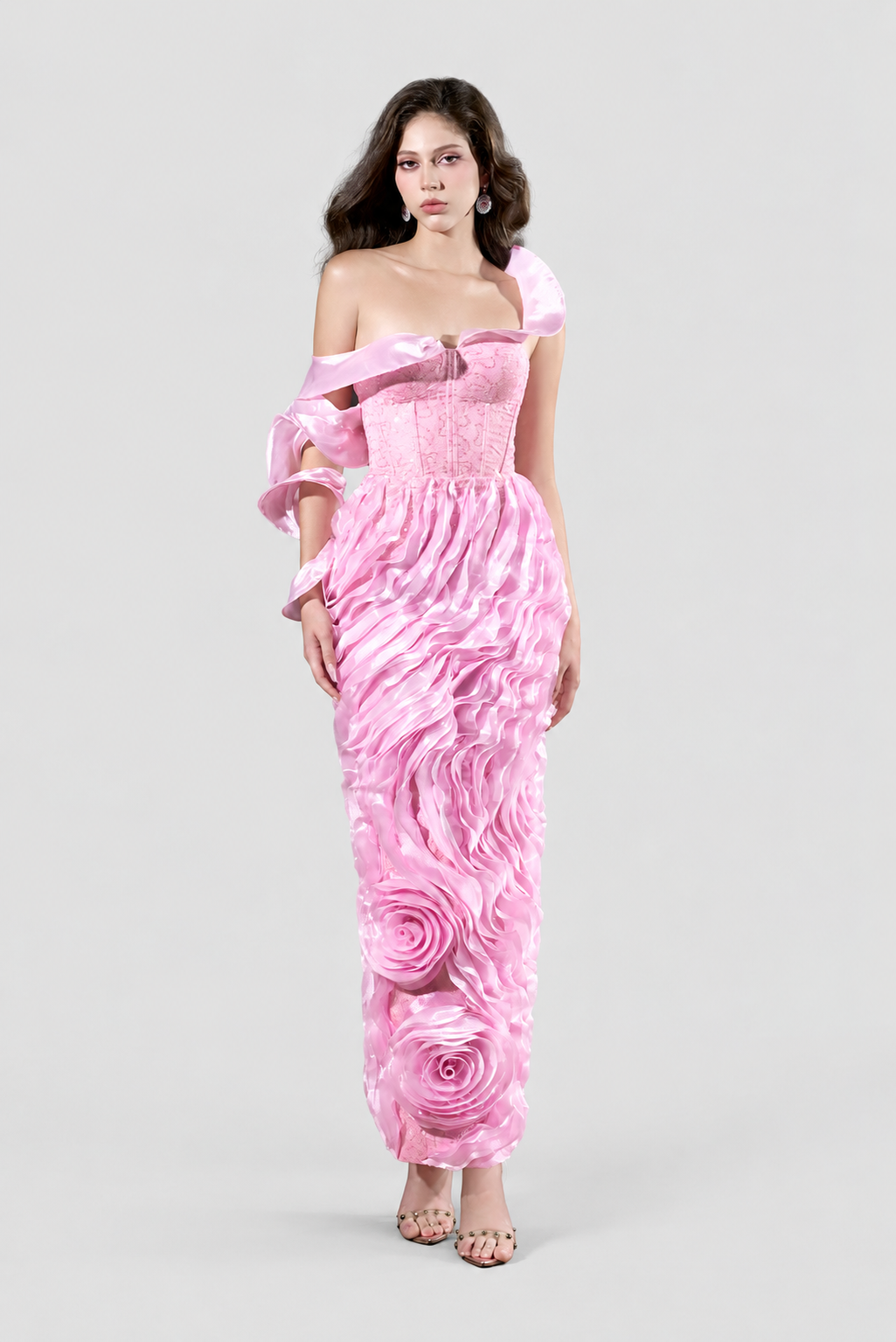 Kalisa Nalina Couture Corset Romantic Dress With Ruffle Waves Accent — product image 1