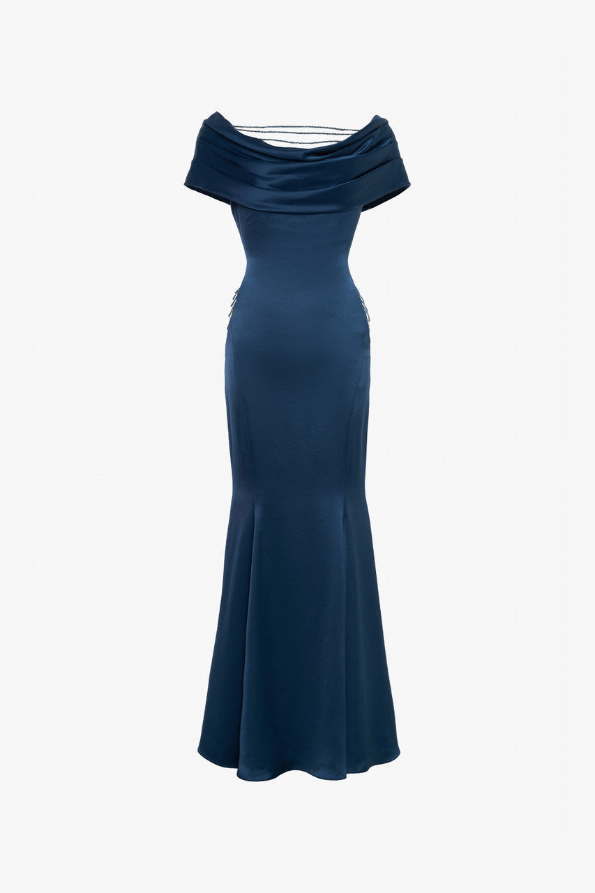Assertive Elegant Draped Neckline Maxi Dress