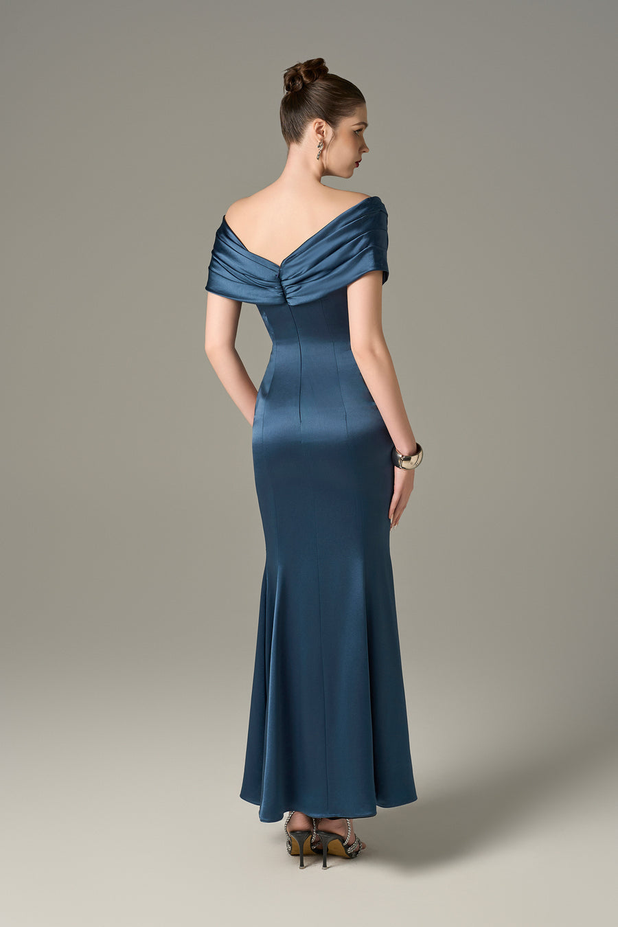 Assertive Elegant Draped Neckline Maxi Dress
