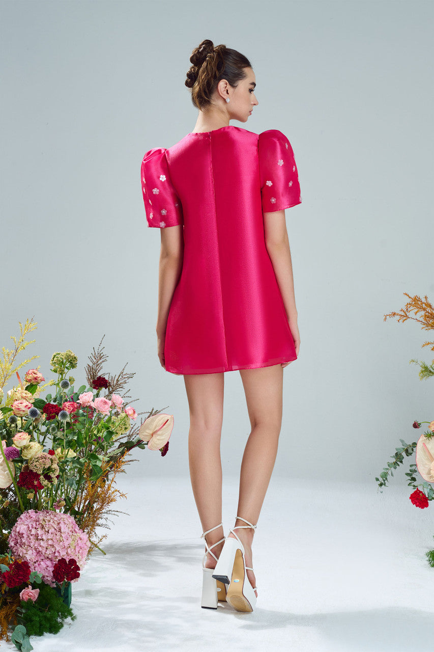 organza a-shaped mini dress GANNI Women's Jacquard Organza A-Shaped Mini Dress in Black GANNI