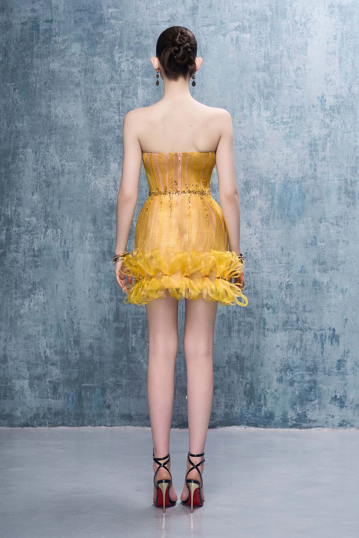 Goldie Strapless Ruched Mini Dress With Crystal-Embellished Bows