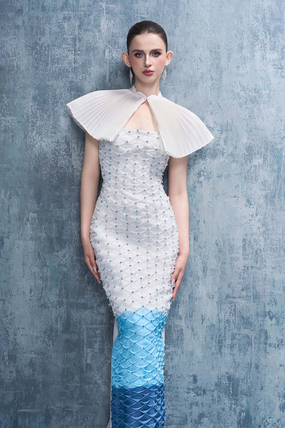 Marine Sparkle Crystal-Embellished Maxi Dress With Ombré Details