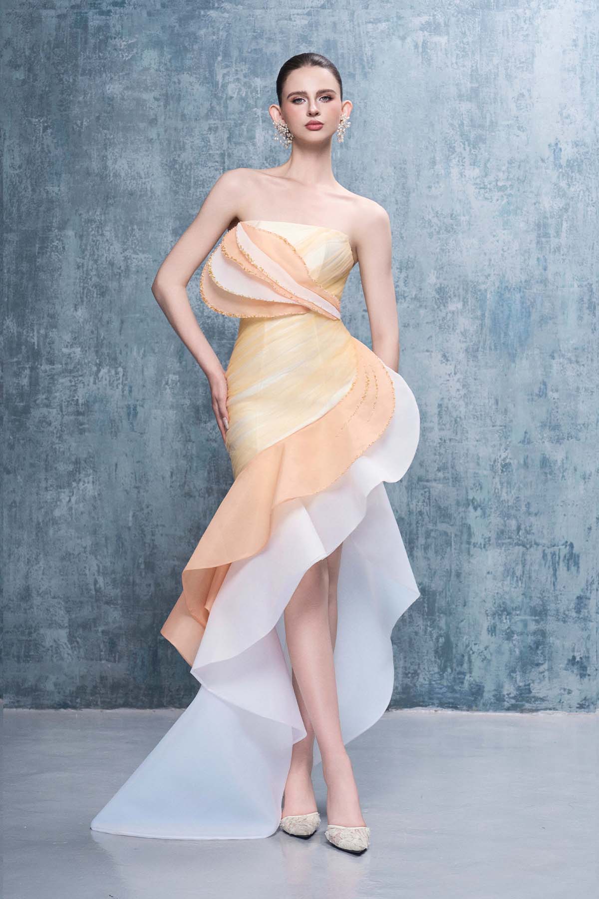 Gracie Strapless Layered Maxi Dress With Asymmetric-Hem