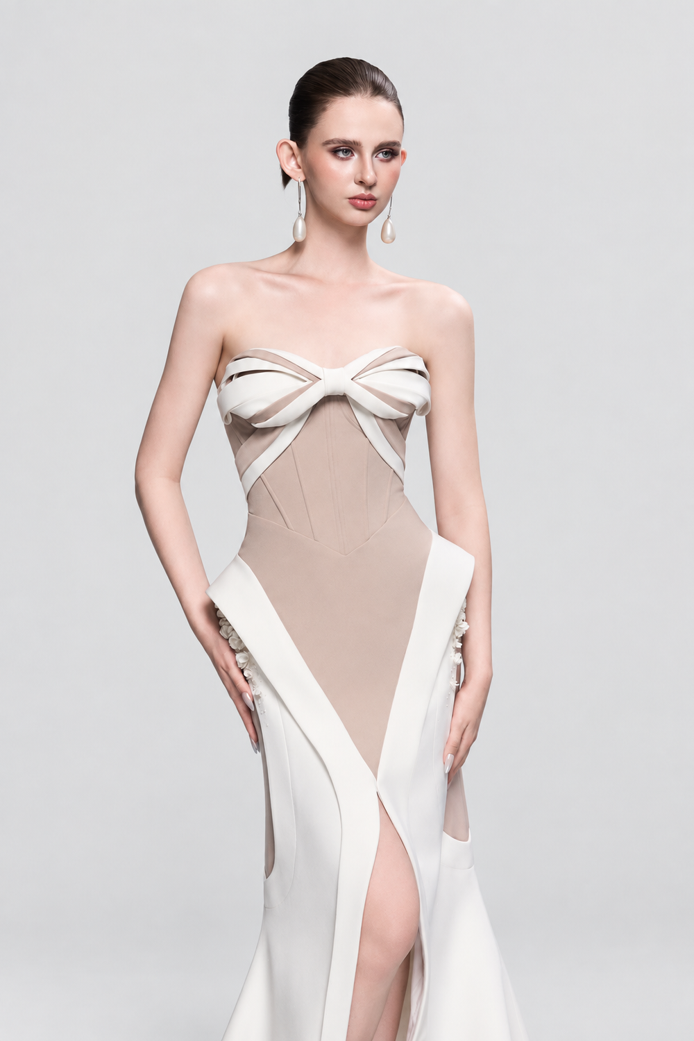 Awaken Bandeau Two-Tone Maxi Dress With Front Split