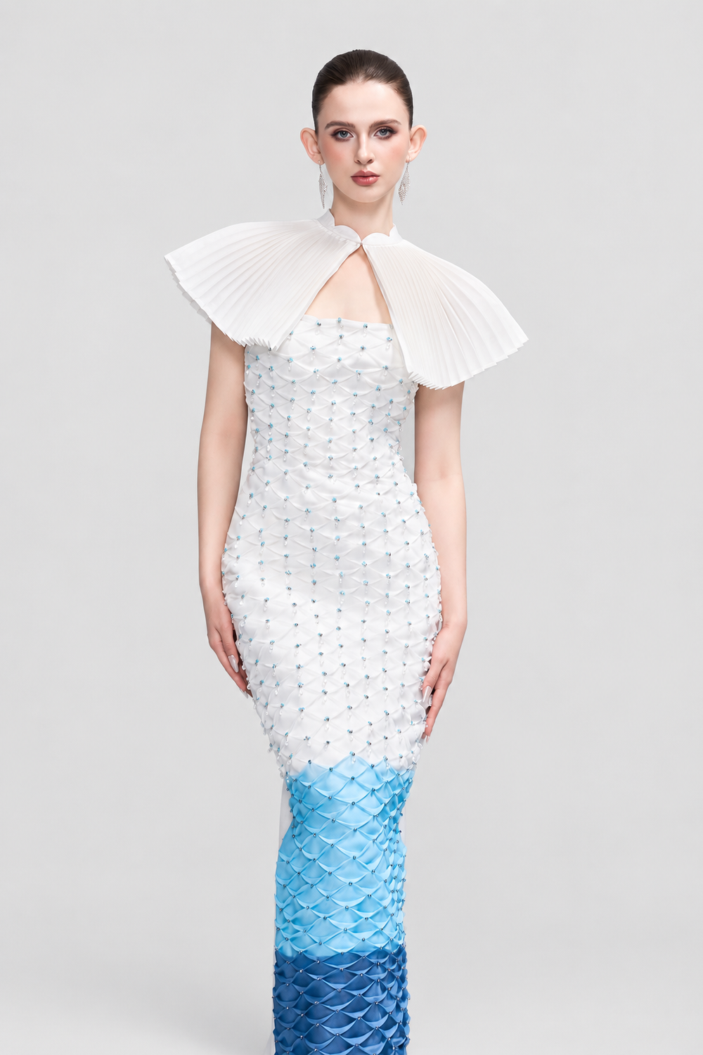 Marine Sparkle Crystal-Embellished Maxi Dress With Ombré Details