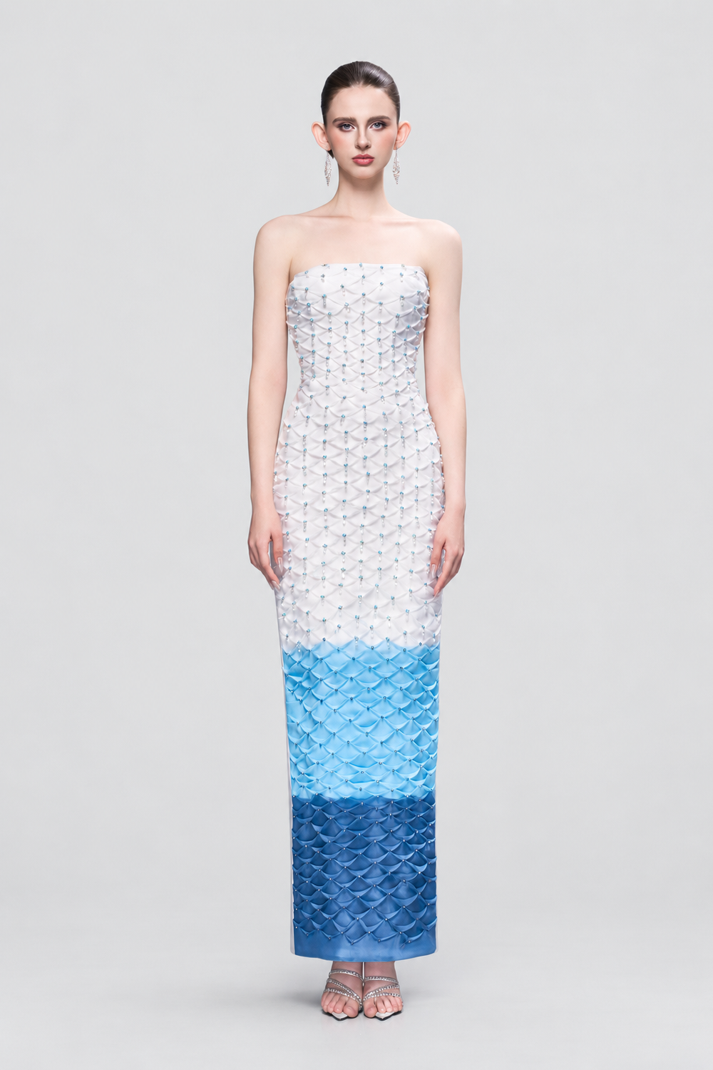 Marine Sparkle Crystal-Embellished Maxi Dress With Ombré Details