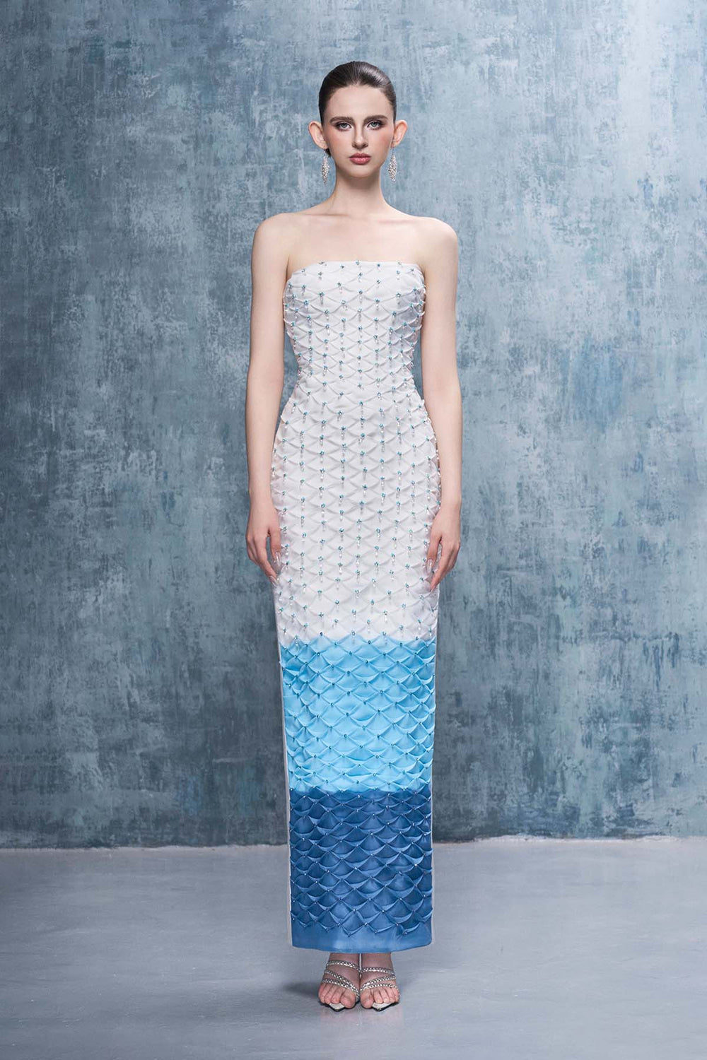 Marine Sparkle Crystal-Embellished Maxi Dress With Ombré Details