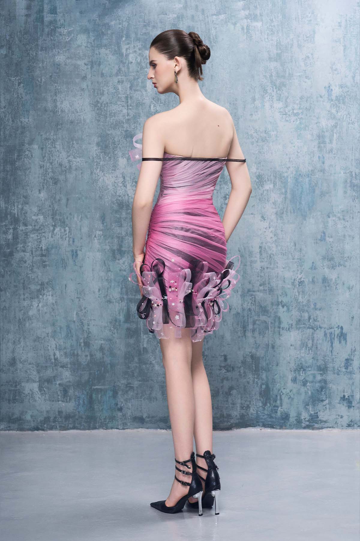 Harper Mesh Off-Shoulder Mini Dress With Ombré Details