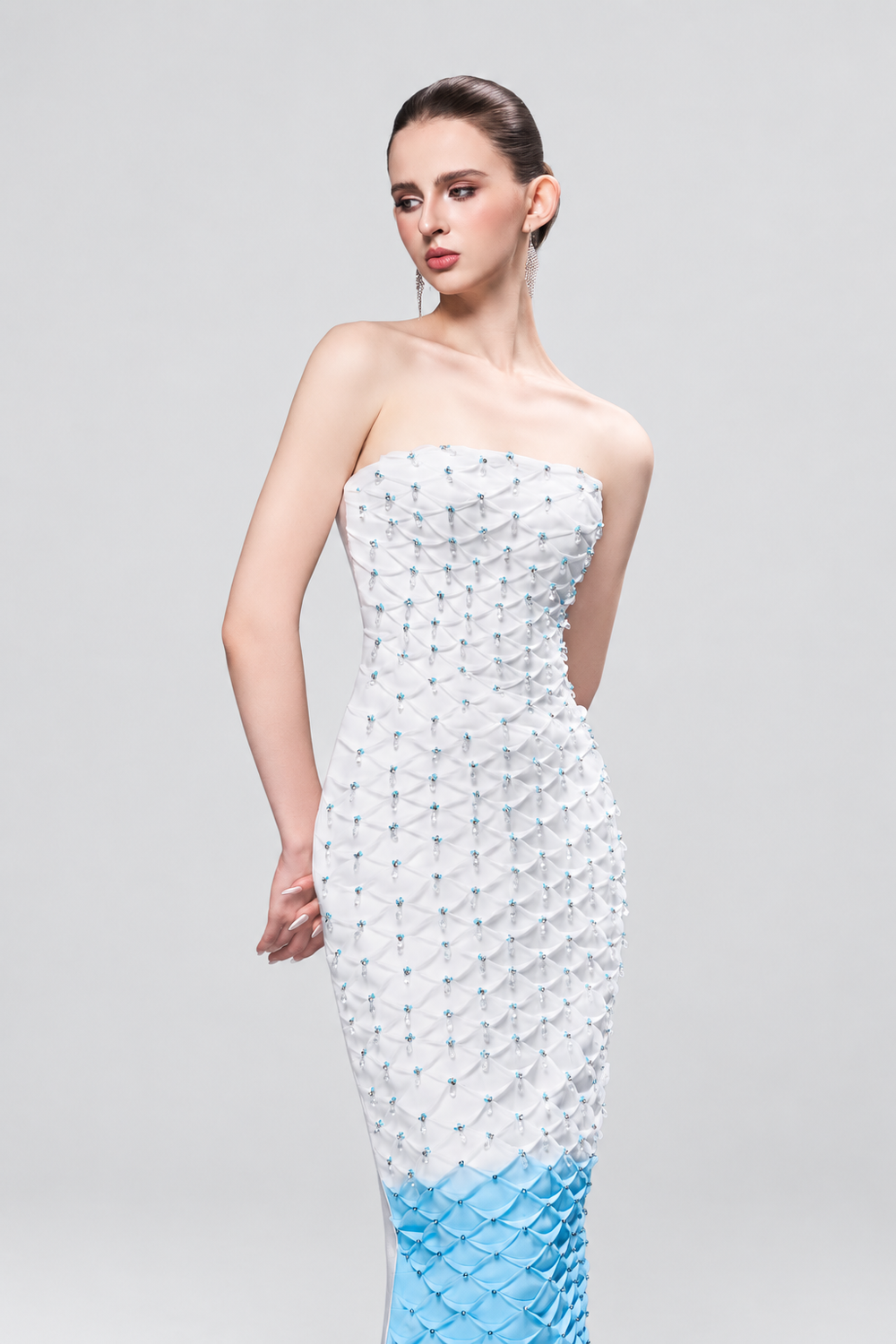 Marine Sparkle Crystal-Embellished Maxi Dress With Ombré Details