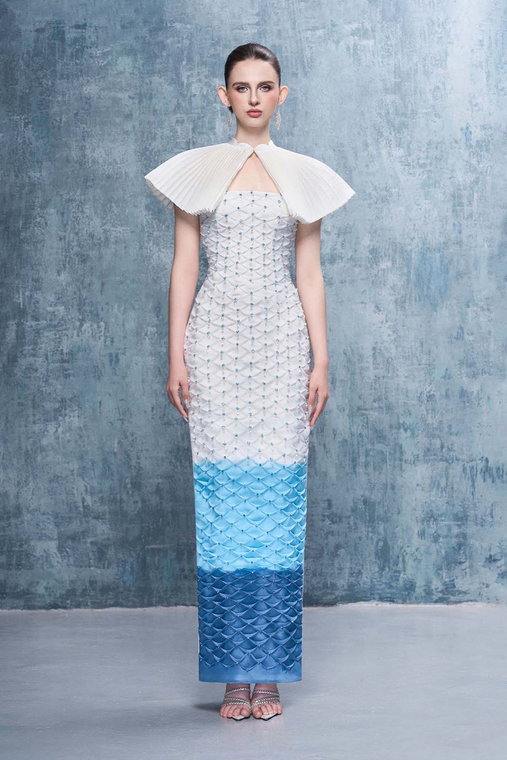 Marine Sparkle Crystal-Embellished Maxi Dress With Ombré Details