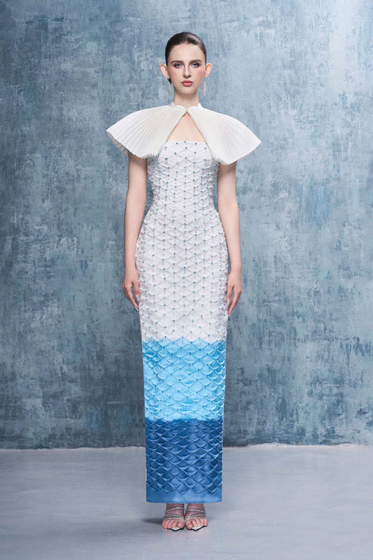 Marine Sparkle Crystal-Embellished Maxi Dress With Ombré Details