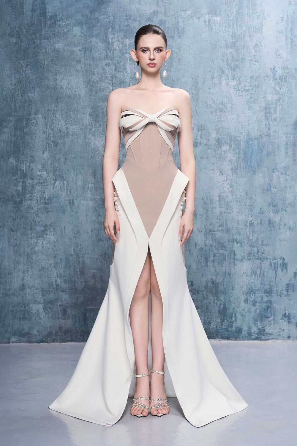 Awaken Bandeau Two-Tone Maxi Dress With Front Split